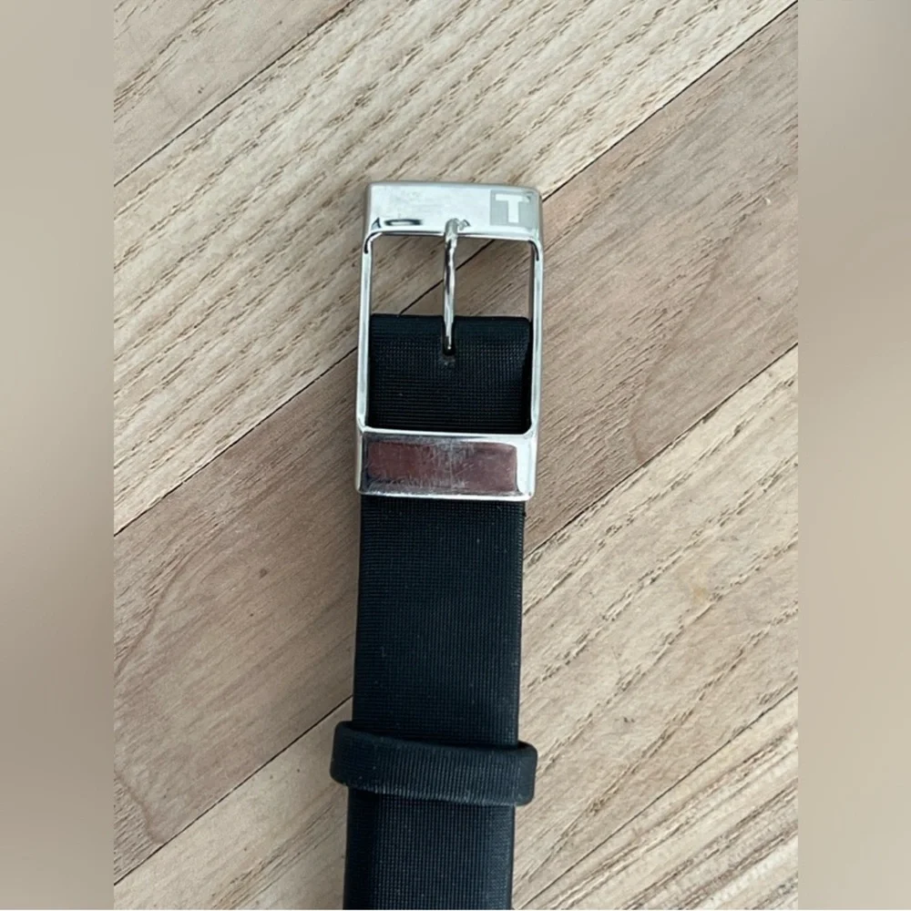 Tissot Ladies Watch Equi-T Stainless Case Black Dial Genuine Leather Strap Rare